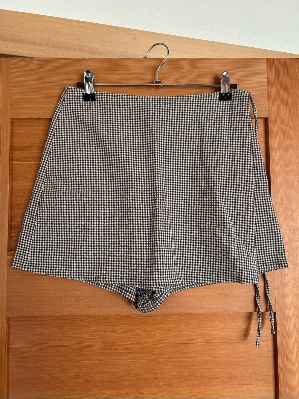 ASOS Women's Brown & White Gingham Wrap Skort
